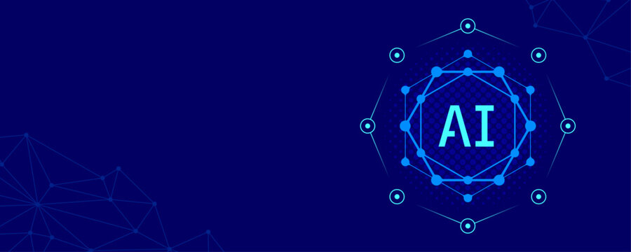 AI logo within digital network circles on dark blue background