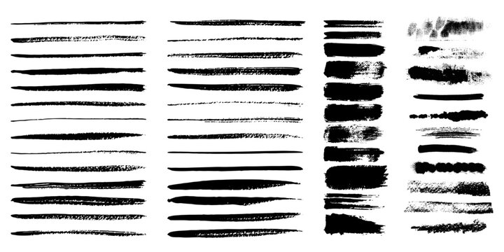 Set of Brush strokes text boxes, Paintbrush Grunge design elements, Hand drawn Grunge texture, Horizontal, Lines, vector illustrator
