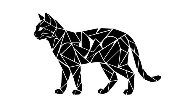 Low Poly Cat Standing Silhouette Geometric Animal Vector Design
