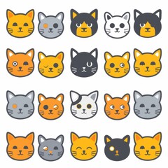 Fototapeta premium Cat flat icon, minimal kitten symbol, kitty sign isolated, pet pictogram, cat set on white