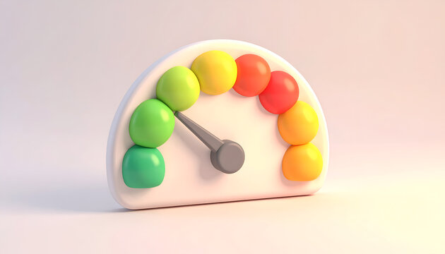Colorful Gauge Meter Indicating Performance Level.