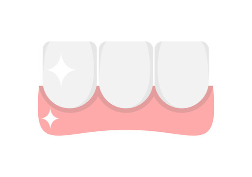 White sparkling clean teeth dental icon flat vector design