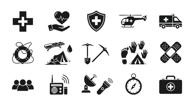 Emergency Medical Service Icons Set.