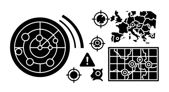 Black and white tactical targeting symbols.