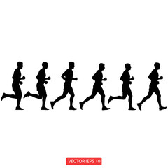 Obraz premium Silhouette of man running in sequence, representing speed and movement