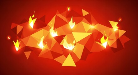 Obraz premium Fiery abstract geometric design a vibrant red and orange composition