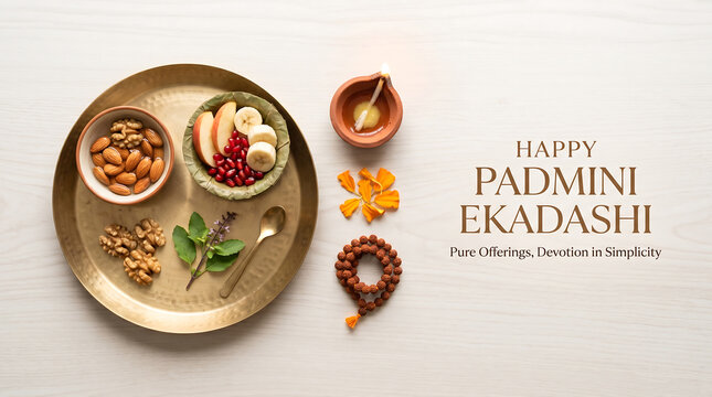 Padmini ekadashi celebration with traditional indian food offerings on a brass plate