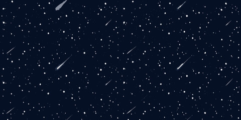 Night sky with stars and shooting stars dark blue cosmic background celestial illustration high quality © Ranajit