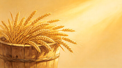 Fototapeta premium Aesthetic illustration of summer harvest and grain barn