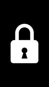 4K UHD Vertical video template cyber security minimal white padlock animation for privacy and digital safety protection concept