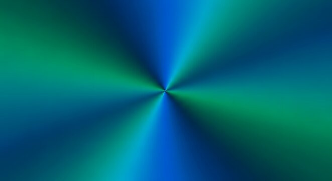 Metallic blue and green conical gradient background, brushed metal texture with radial light reflection, vibrant teal steel surface for industrial design