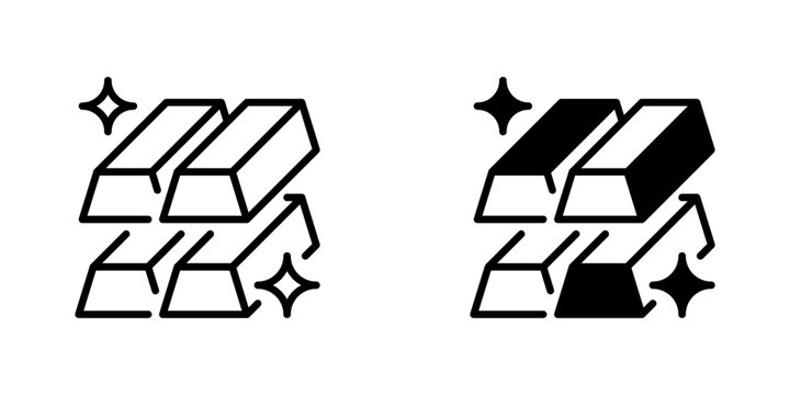 Gold Bars Vector Line Icon for Business and Finance