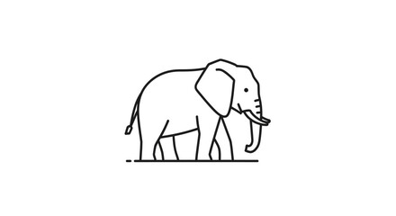 Fototapeta premium Minimalist Line Art Elephant Walking