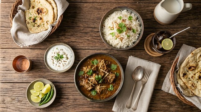 rice with salad and mutton