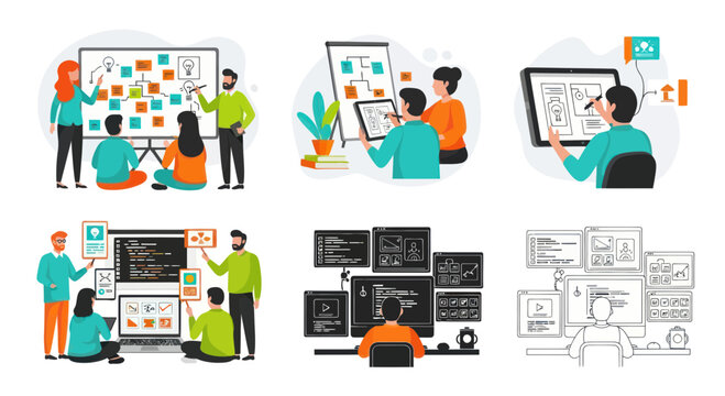 Team Collaboration and Agile Development Process Illustration