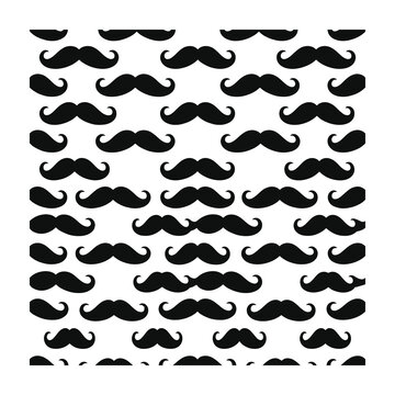Black mustache pattern on white background