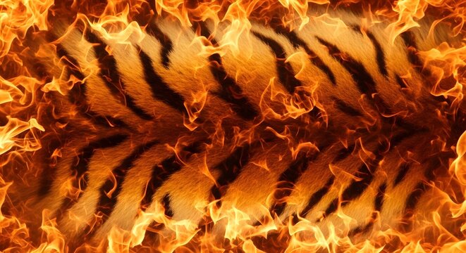 Fiery tiger a dramatic representation of a tiger consumed by flames