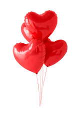 Bright red heart shaped balloons tied together floating against clear background for celebration and love transparent background © Mahmud