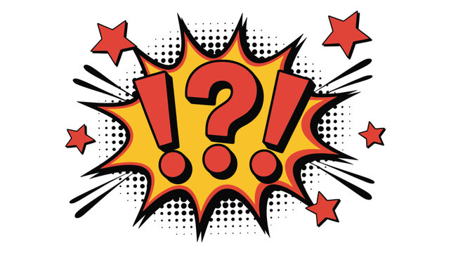 Question and exclamation marks in comic book burst style with question exclamation confusion surprise