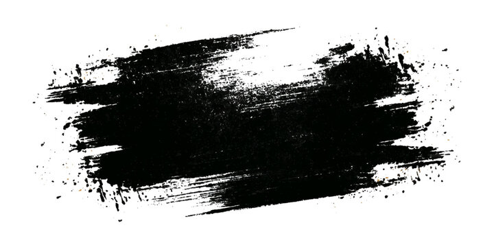 Black abstract grunge ink splatter splash texture with brushstroke stains artistic and vintage distressed background design.