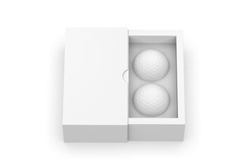 Golf balls gift paper box for promotional branding, golf packaging box mockup template on isolated white background.