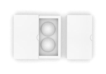 Golf balls gift paper box for promotional branding, golf packaging box mockup template on isolated white background.