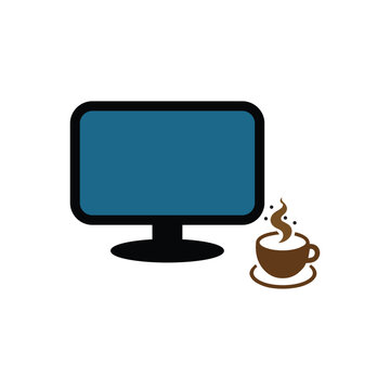 workspace computer coffee icon modern