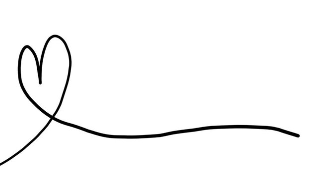 Minimalist HandDrawn Heart Line Art Animation on White Background.