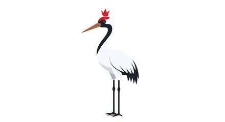 Fototapeta premium Majestic red crowned crane wearing a red crown flat vector