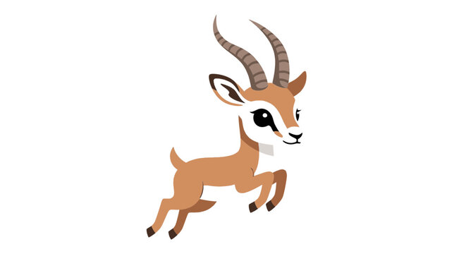 Cute Baby Gazelle Jumping Vector Illustration