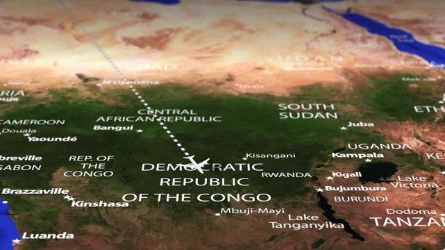 Flight From Paris FRANCE to Maputo MOZAMBIQUE with flag pins