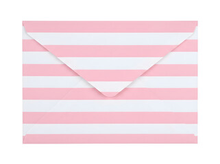 Fototapeta premium Striped envelope in pink and white design isolated on transparent background
