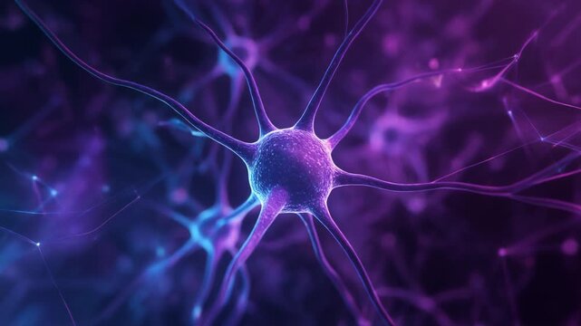 Artificial Intelligence Neural Network Pattern with Pulsing Connections in Slow Motion