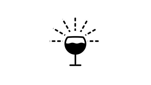 A wine glass with burst lines radiating outward suggesting a celebration, toast, party, cheers, or success moment in a food and beverage context
