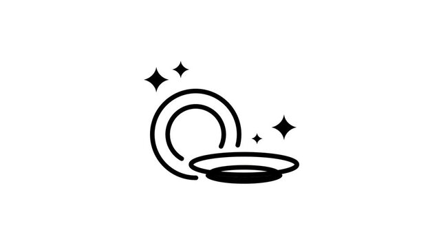 A plate with sparkle lines around it suggesting clean, shiny dishes, washing completed, or a freshly prepared meal in a kitchen context