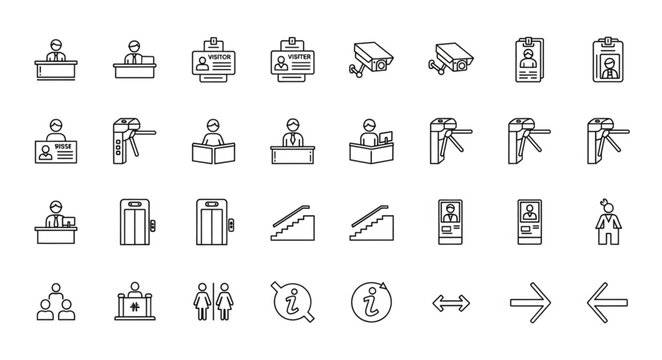 Collection of Hand Drawn Icons Representing Public Transportation and Access.