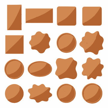 Set of Brown Geometric Shapes, Icons, Buttons, Badges, and Emblems