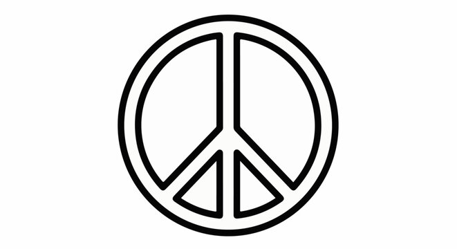 Simple black and white peace sign icon on a plain background