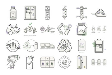 Fototapeta premium EV Battery Recycling Illustration or Sustainable Energy Process Diagram