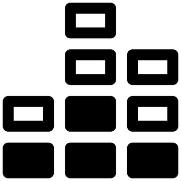 Equalizer bars. Outlined stroke vector icon with black-filled details.