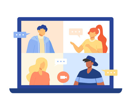 Group video call online on laptop