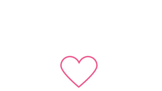 Two red heart outlines on a white background one large and one small symbolizing love and affection.