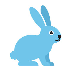 Obraz premium Cute Blue Rabbit Standing Isolated on a Plain White Background for Children and Kids Design