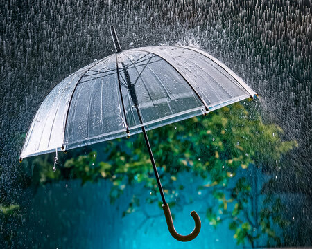Ein Regenschirm bei starkem Regen