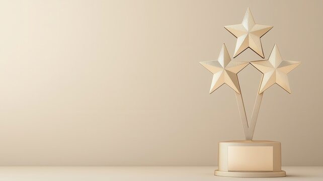Gold stars stacking on light blue background representing customer review rating quality and product