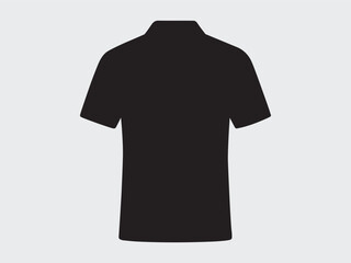 Naklejka premium Classic black polo shirt silhouette isolated on light gray background.