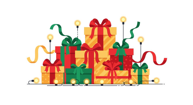 Festive Christmas Gift Boxes with Twinkling Lights