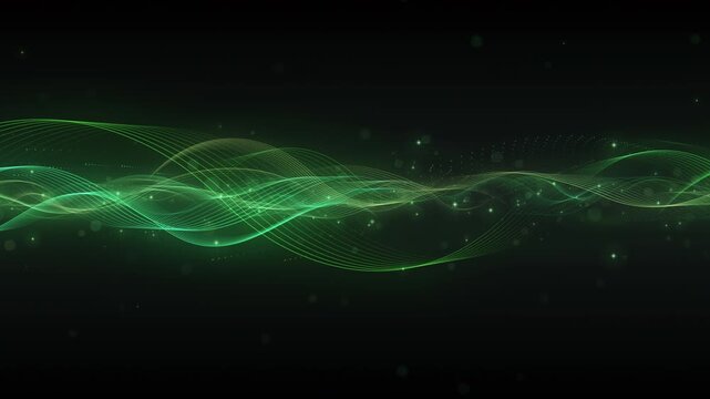 グリーンの光ウェーブのアブストラクト　水平　ループ