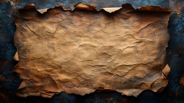 Antique vintage parchment paper background with burnt edges and weathered texture for historical document and ancient manuscript themes.