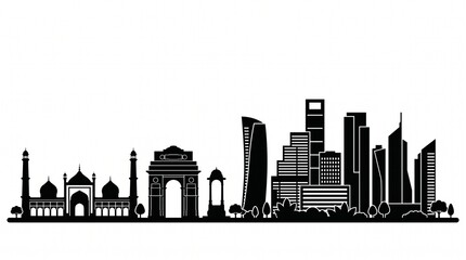 Obraz premium city skyline vector illustration
